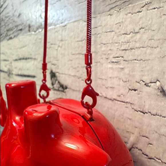 Zara Red Glossy Heart Hard Case Crossbody Bag Never Used - Picture 6 of 15